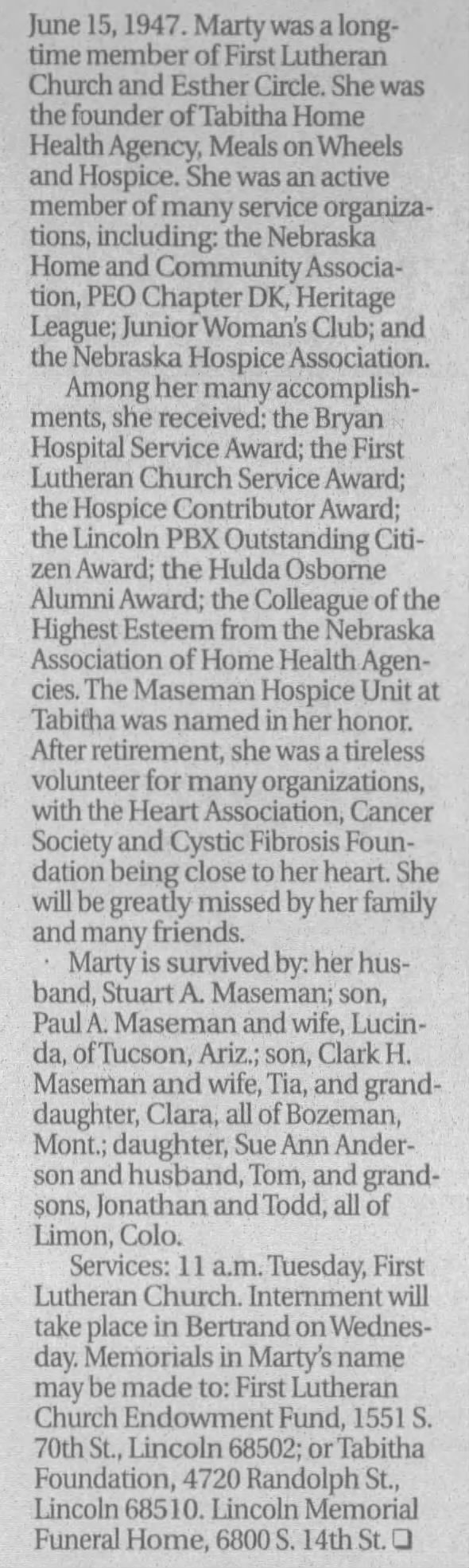 Clipping from Lincoln Journal Star